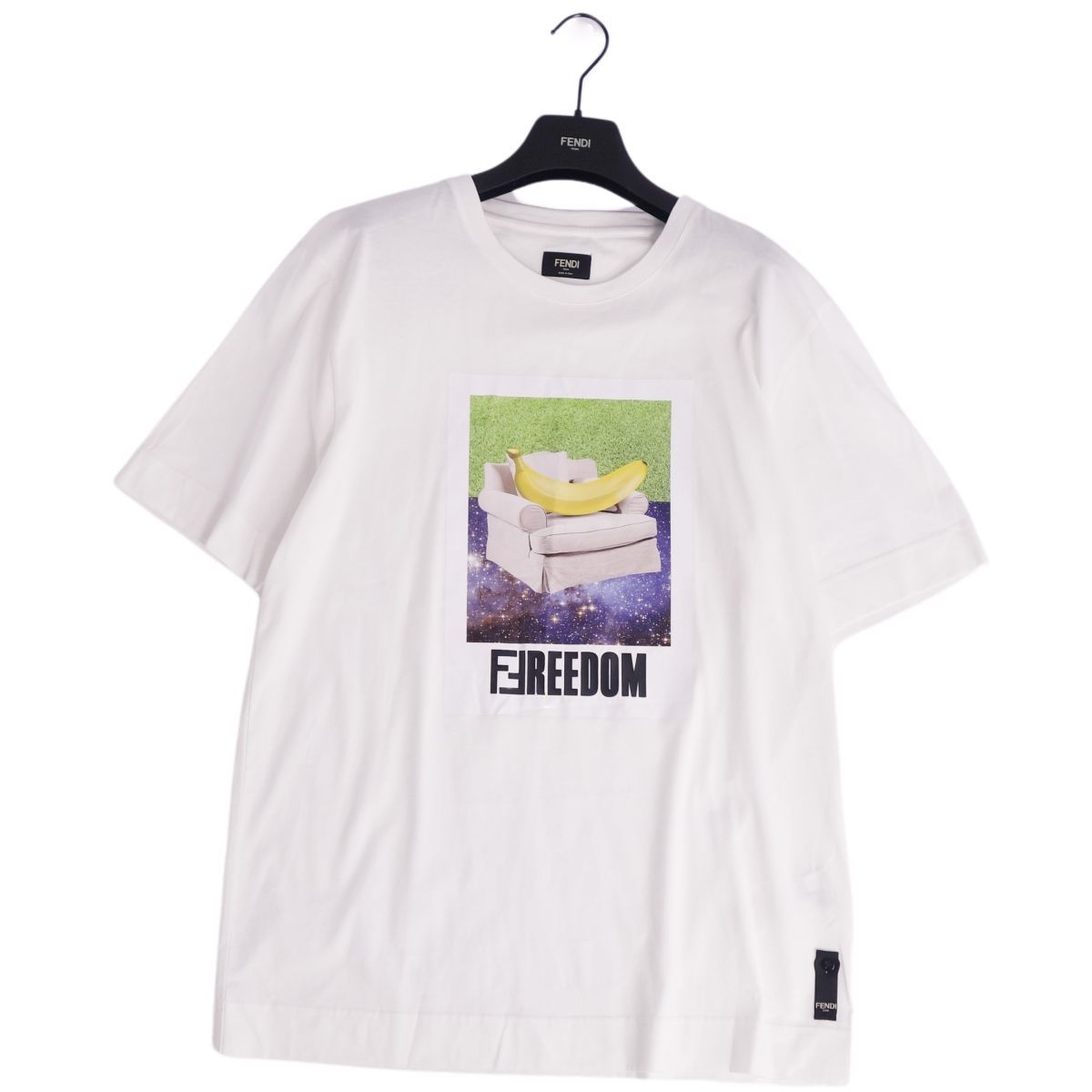 美品 フェンディ FENDI Tシャツ カットソー 半袖 ショートスリーブ プリント トップス メンズ M ホワイト cg12ds-rm05f08231の画像1