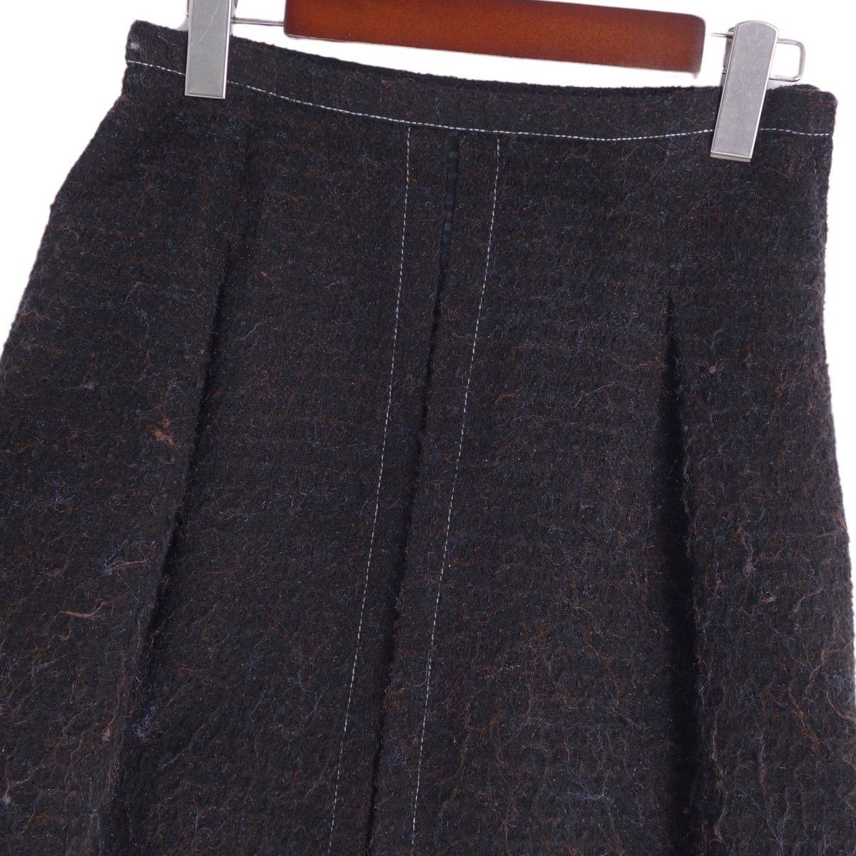 美品 ルイヴィトン LOUIS VUITTON スカート ショートスカート 台形スカート ツイード ウール ボトムス レディース 34 黒 cg12db-rm05f08274_画像2