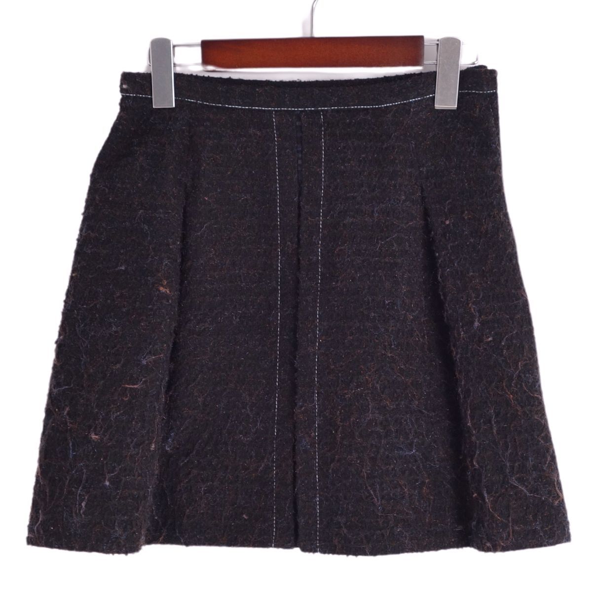美品 ルイヴィトン LOUIS VUITTON スカート ショートスカート 台形スカート ツイード ウール ボトムス レディース 34 黒 cg12db-rm05f08274_画像1