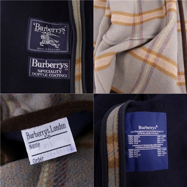美品 Vintage バーバリー Burberrys コート 英国製 チェック ウール アウター レディース 16(XL相当) カーキ cg12oo-rm10e26327_画像9