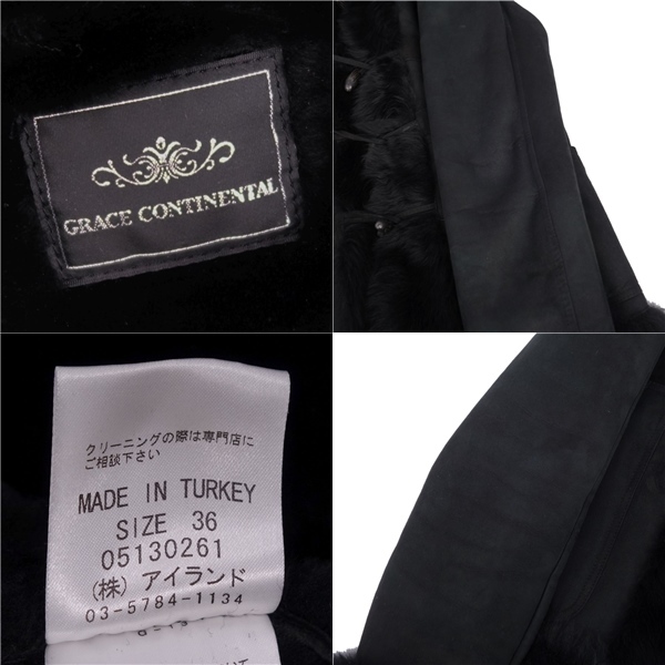 グレースコンチネンタル GRACE CONTINENTAL ジャケット ムートン フード付き アウター レディース M相当 ブラック cg12on-rm05e26404_画像9