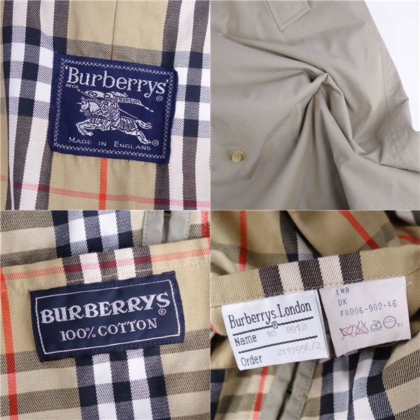 Vintage バーバリー Burberrys 英国製 ステンカラーコート バルマカーンコート 綿100％ アウター メンズ 10 カーキ cg12om-rm10e26427_画像9