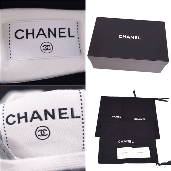 美品 シャネル CHANEL スニーカー 23SS G40184 スウェードレザー ファブリック シューズ 靴 レディース 35 グレー cg12do-rm05e26492_画像9