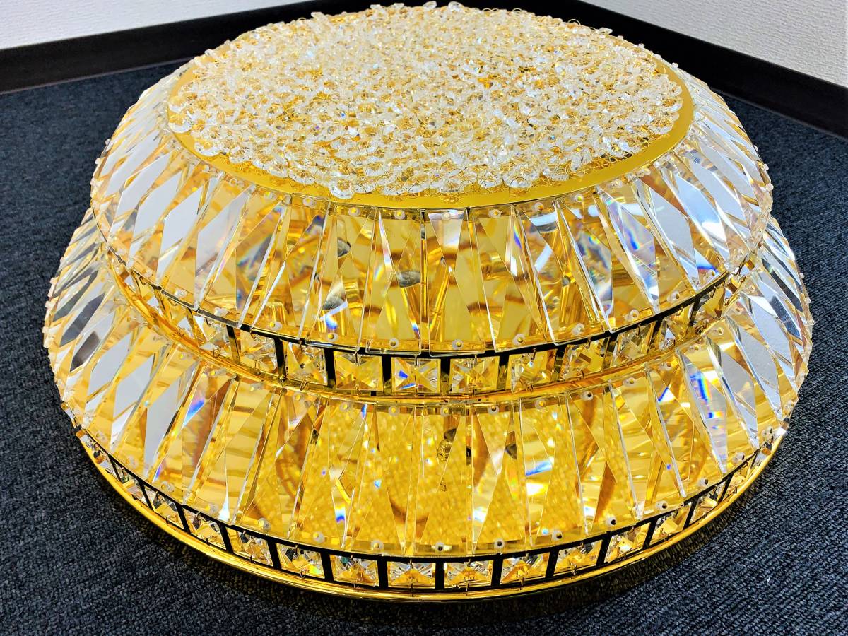  gorgeous! new goods Φ60. hanging chandelier round shape 2 step full Gold plating crystal beads man. castle deco truck tourist bus C0619S