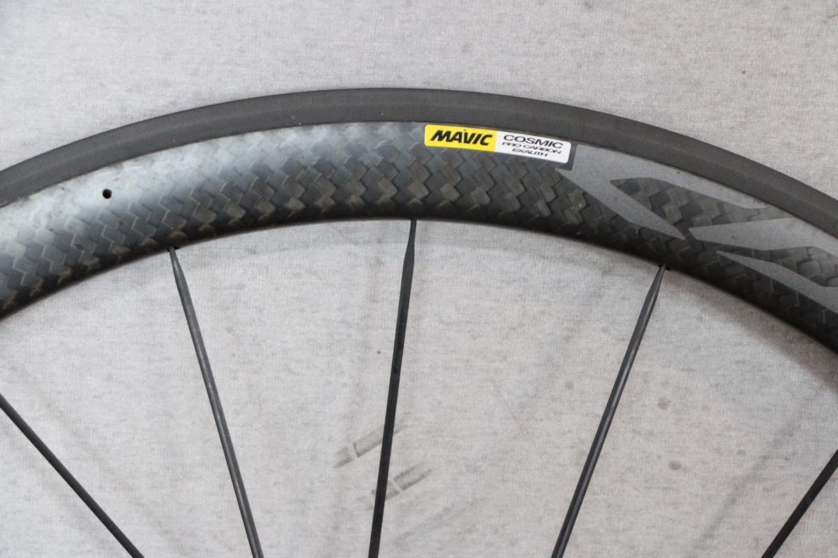 ○MAVIC マビック COSMIC PRO CARBON Exalith シマノフリー 11s対応 クリンチャー カーボンホイールセット 簡易補修品_画像5