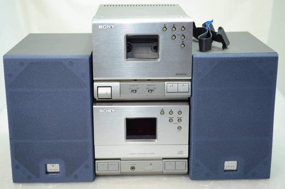SONY ソニー HCD-T11 TC-TX1 ステレオ CD プレーヤー カセットデッキ システムコンポ スピーカー SA-N1　通電確認_画像1