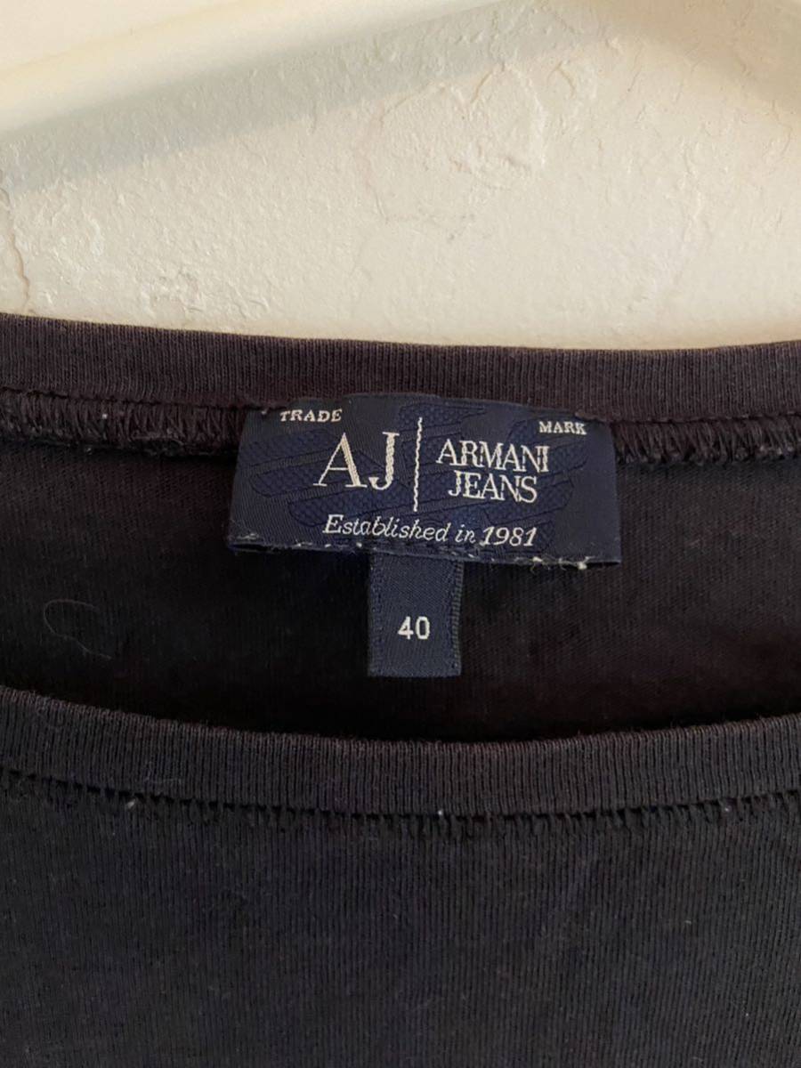 【送料無料】中古 ARMANI JEANS アルマーニジーンズ 半袖 Tシャツ プリント ブラック サイズ 40_画像3