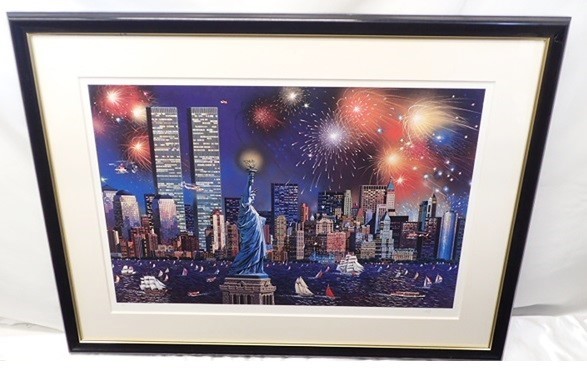 12032[TS]■アレクサンダーチェン■ 『Manhattan Celebration』 リトグラフ エディションNo. 肉筆サイン有/額装 絵画