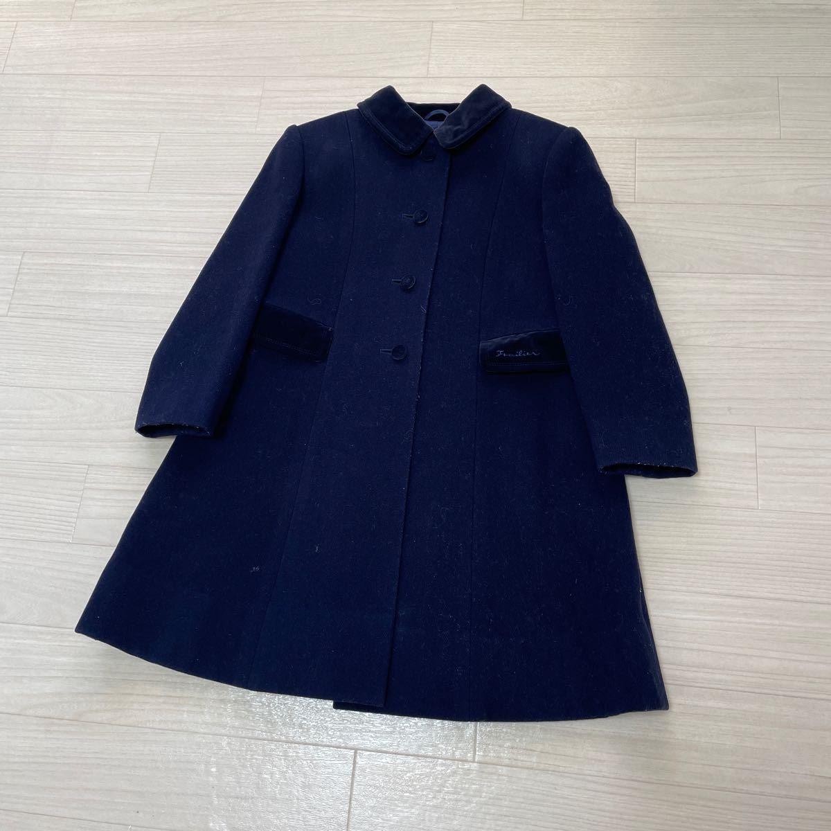  Familia familiar Kids girl formal coat wool coat wool . examination dark blue size 125