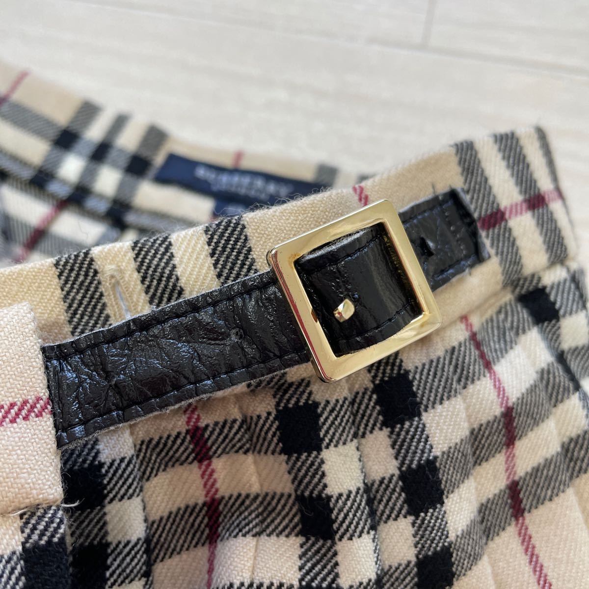 BURBERRY バーバリー ロンドン プリーツスカート 巻きスカート ノバチェック ウール毛100% サイズ40 美品_画像5