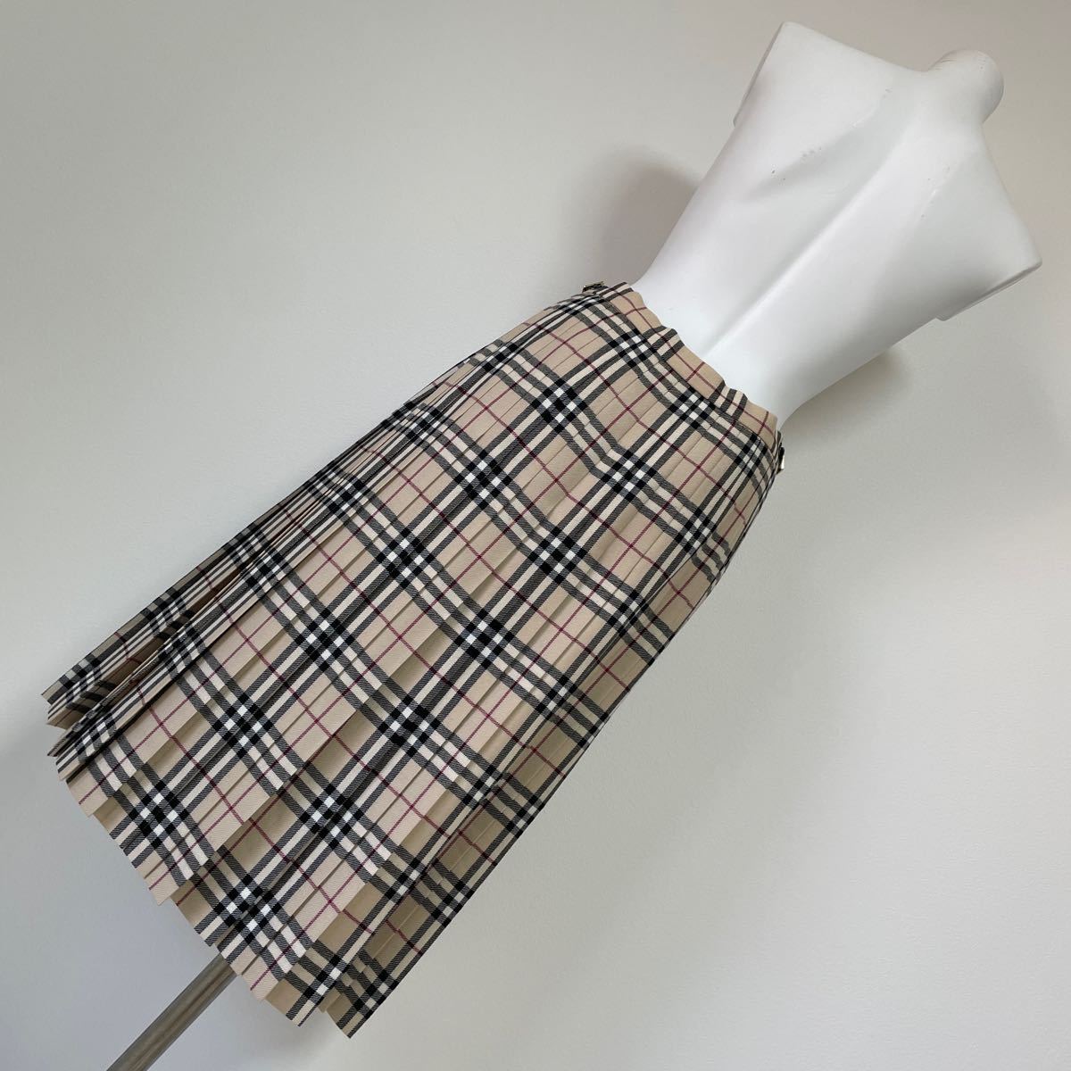 BURBERRY バーバリー ロンドン プリーツスカート 巻きスカート ノバチェック ウール毛100% サイズ40 美品_画像9
