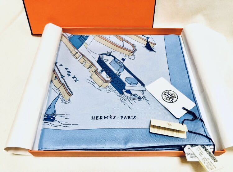 完売希少！正規品 新品未使用 HERMES エルメス 大判 スカーフ カレ90 The Battery NewYork バッテリーニューヨーク レアカラー_画像3