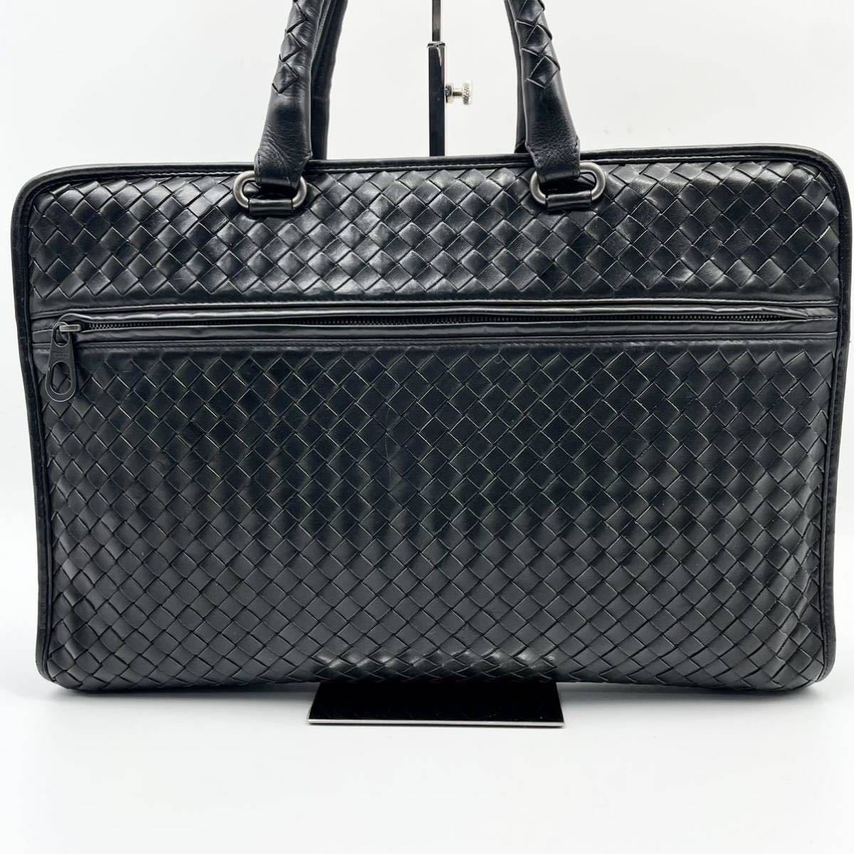 1円【入手困難品】BOTTEGA VENETA ボッテガヴェネタ ビジネスバッグ ブリーフケース レザー 本革 イントレチャート ブラック 黒 メンズ _画像2