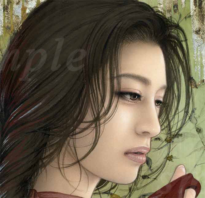 ●日本画版画　妃耶八「恋赭衣」_画像2