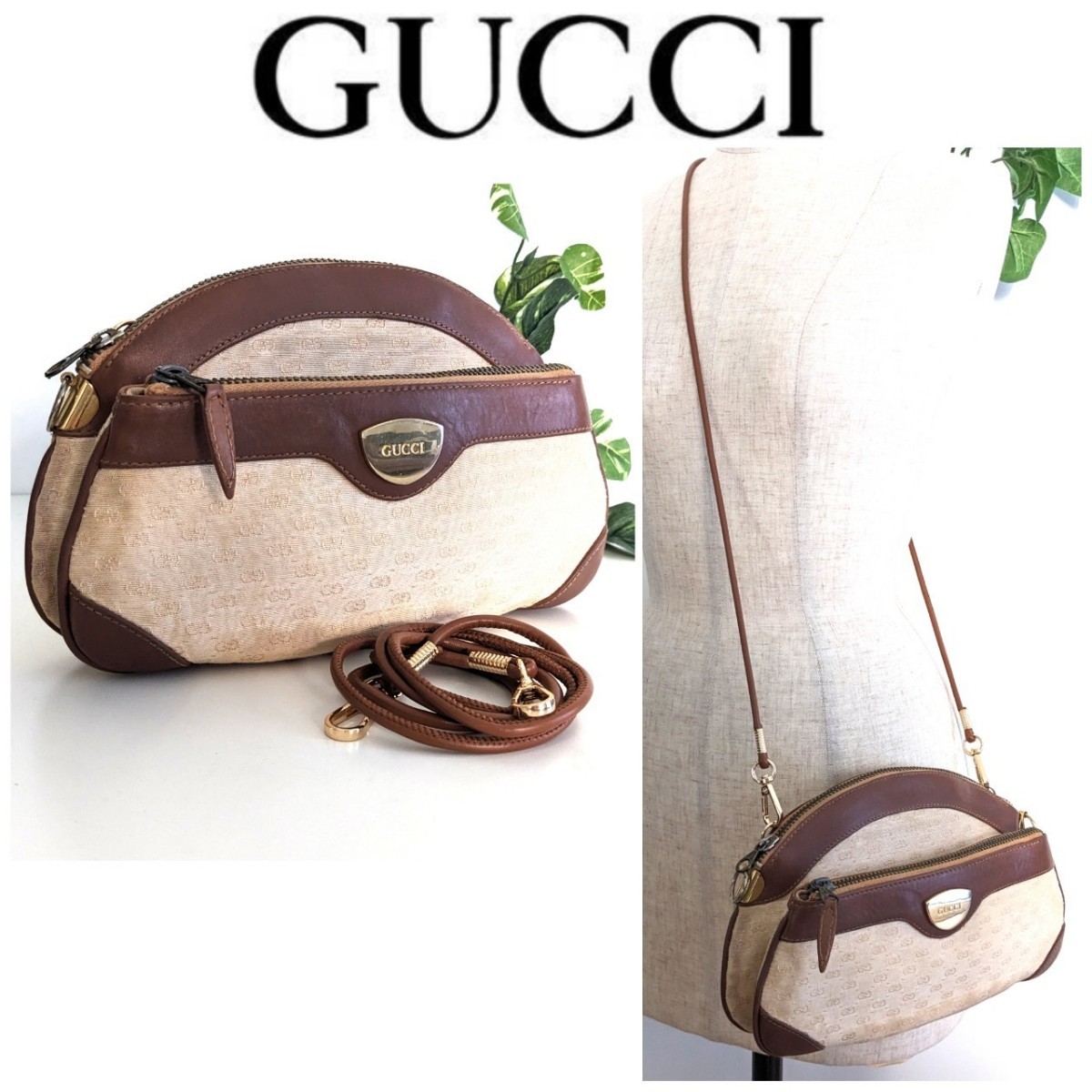 良品 GUCCI オールドグッチ GG 柄 ヴィンテージ 2way ショルダーバッグ クラッチバッグ 鞄 ポシェット ボディバッグ レディース メンズ