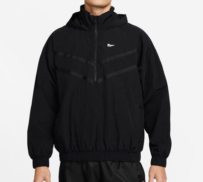 新品 送料込 NIKE NSW WR+ LND HALFZIP HOODIE JACKET Lサイズ 黒 ナイキ ハーフジップ フーディ ジャケット ウィンドランナー ナイロン