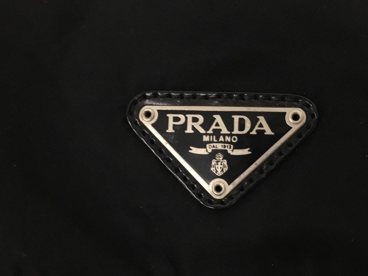 T12/096 PRADA プラダ ナイロン リュック バックパック デイパック シルバー金具 ブラック_画像5