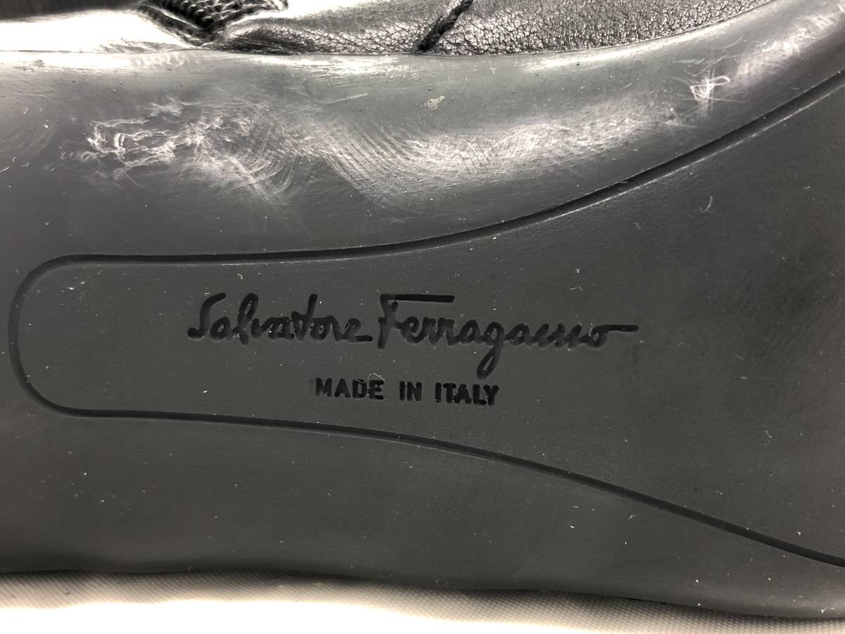 155 Salvatore Ferragamo サルヴァトーレフェラガモ ヒールブーツ ショートブーツ シューズ 靴 6 1/2 C シルバー金具 ブラック_画像10