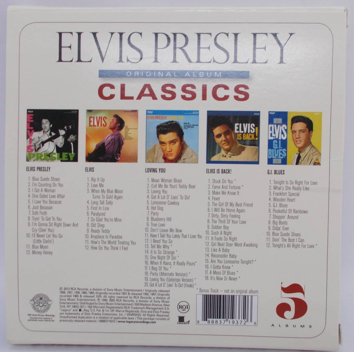 送料185円■エルヴィス・プレスリー5CD紙ジャケット仕様「ELVIS PRESLEY ORIGINAL ALBUM CLASSICS」並上■_画像8
