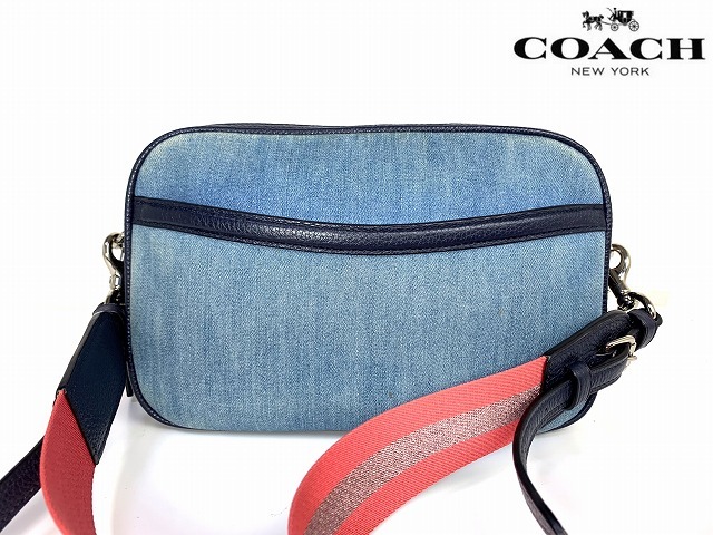  free shipping * Coach COACH hose and carriage Denim leather Cross body shoulder bag pouch 