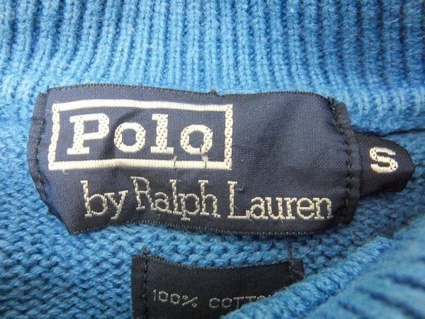 Polo by Ralph Lauren ポロバイラルフローレン ワンポイント刺繍入り ニット ポロシャツ セーター トップス スポカジ カジュアル 青 S_画像2