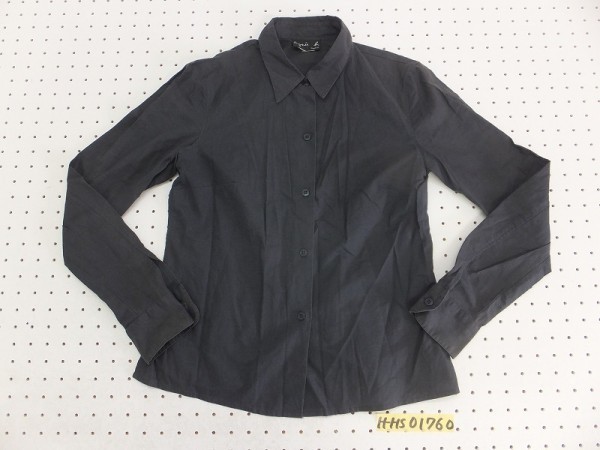〈送料無料〉agns b. アニエスベー レディース 日本製 コットンカラーシャツ 黒_画像1