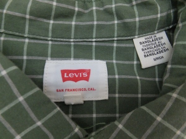 〈送料無料〉LEVI'S リーバイス メンズ ボタンダウン グラフチェック 胸ポケット 半袖シャツ S カーキ白_画像2