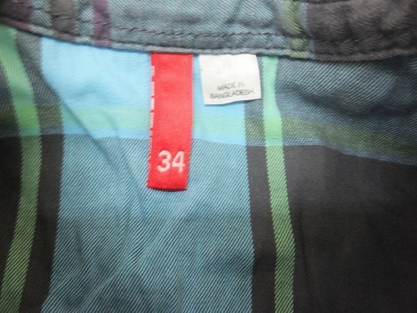 〈送料無料〉H&M エイチアンドエム レディース チェック 袖2WAY ダブルポケット シャツ 34 水色紺他_画像2