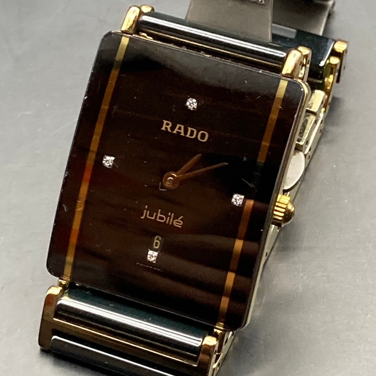 ◆稼働品◆良品◆ RADO ラドー 160.0381.3 インテグラルコンビ ジュビリー ダイアスター デイト 黒文字盤 クォーツ メンズ腕時計_画像1