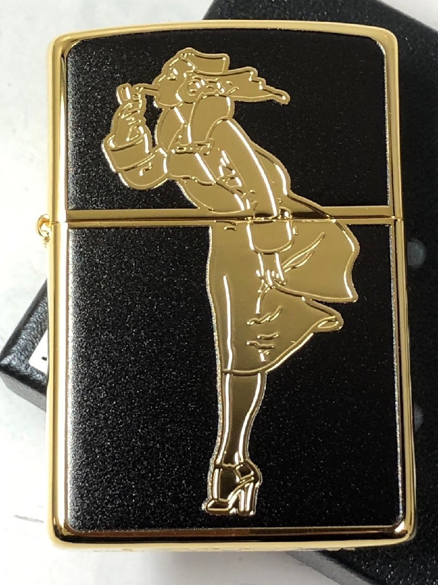 Zippo ウィンディ ガール / Windy G-BK エンジェル 広告塔 女・金黒ブラック・ゴールド 新品_画像1