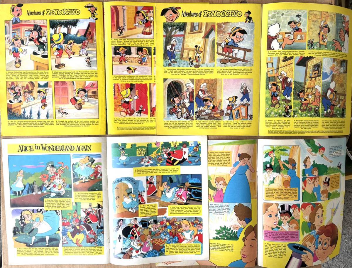 3◆ディズニー・Disney雑誌・1970年代（50年前のコミック）4冊セット「不思議の国のアリス、ピノキオ、白雪姫、ダンボ、ピーターパン、他_画像7