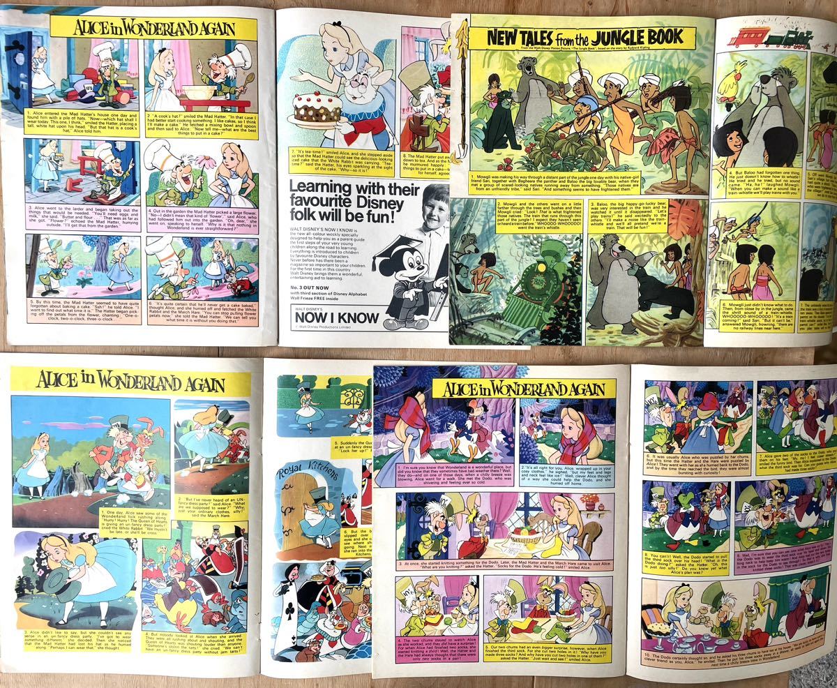 3◆ディズニー・Disney雑誌・1970年代（50年前のコミック）4冊セット「不思議の国のアリス、ピノキオ、白雪姫、ダンボ、ピーターパン、他_画像6