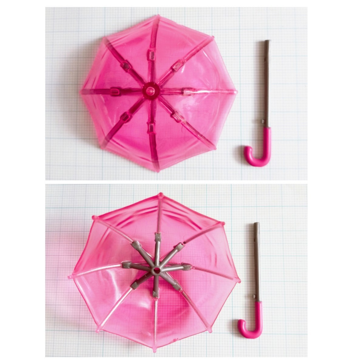 ミニチュア ちいさな雨傘 クリア ガチャ　ピンク ブルー イエロー ドールハウス 雨 梅雨 傘立て 閉じ傘 カプセルコレクション ビニール傘