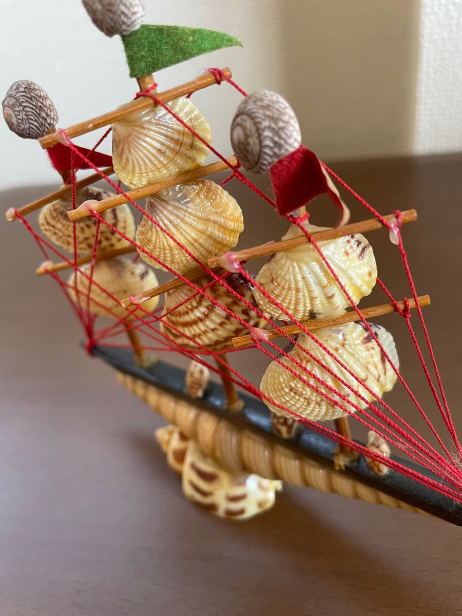 値下！昭和玩具  帆船 船 貝細工 ミニチュア 置物 