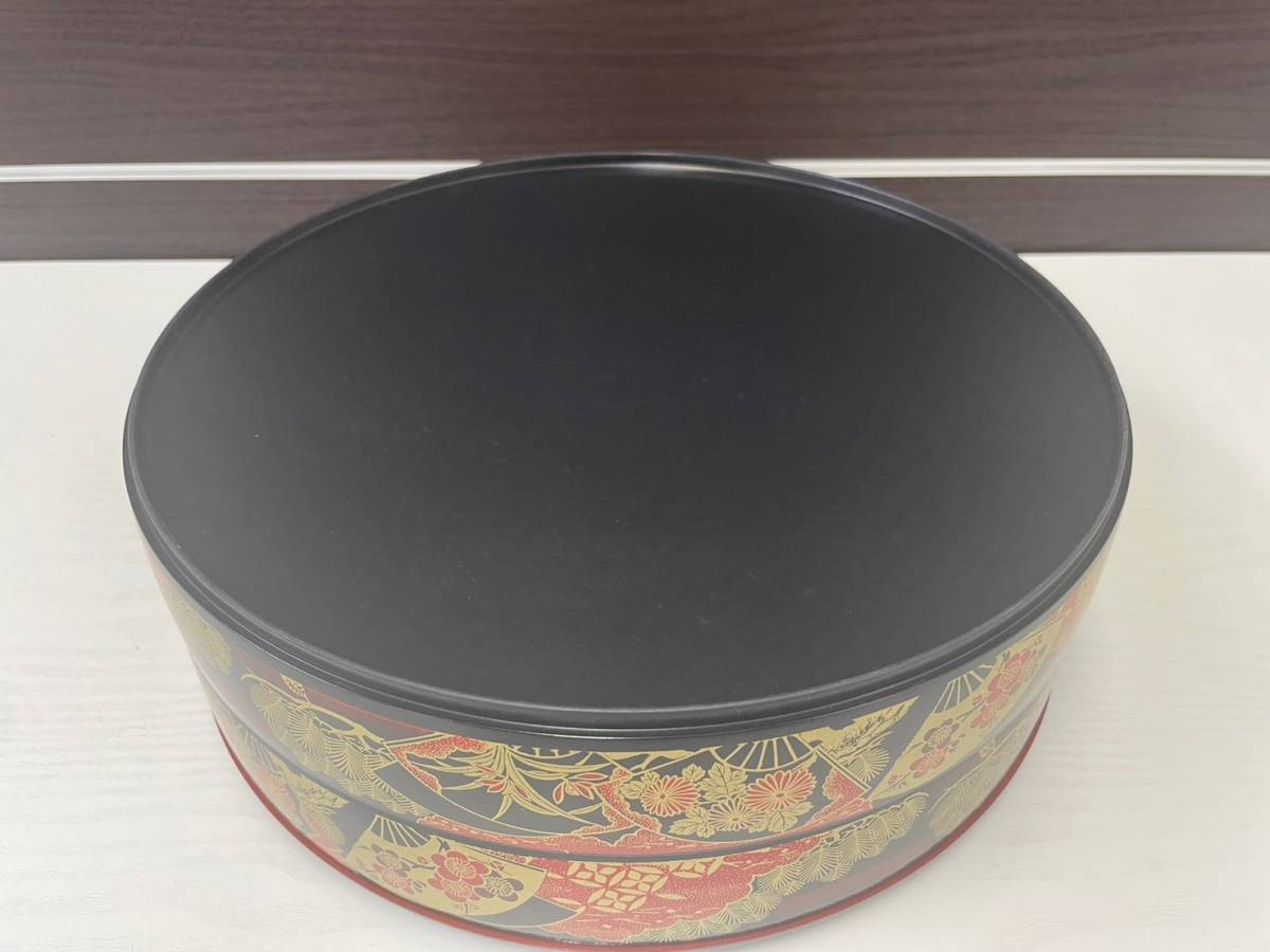 寿司桶 二段 重箱 丸重箱 丸桶 漆器 和食器 直径29cm_画像8