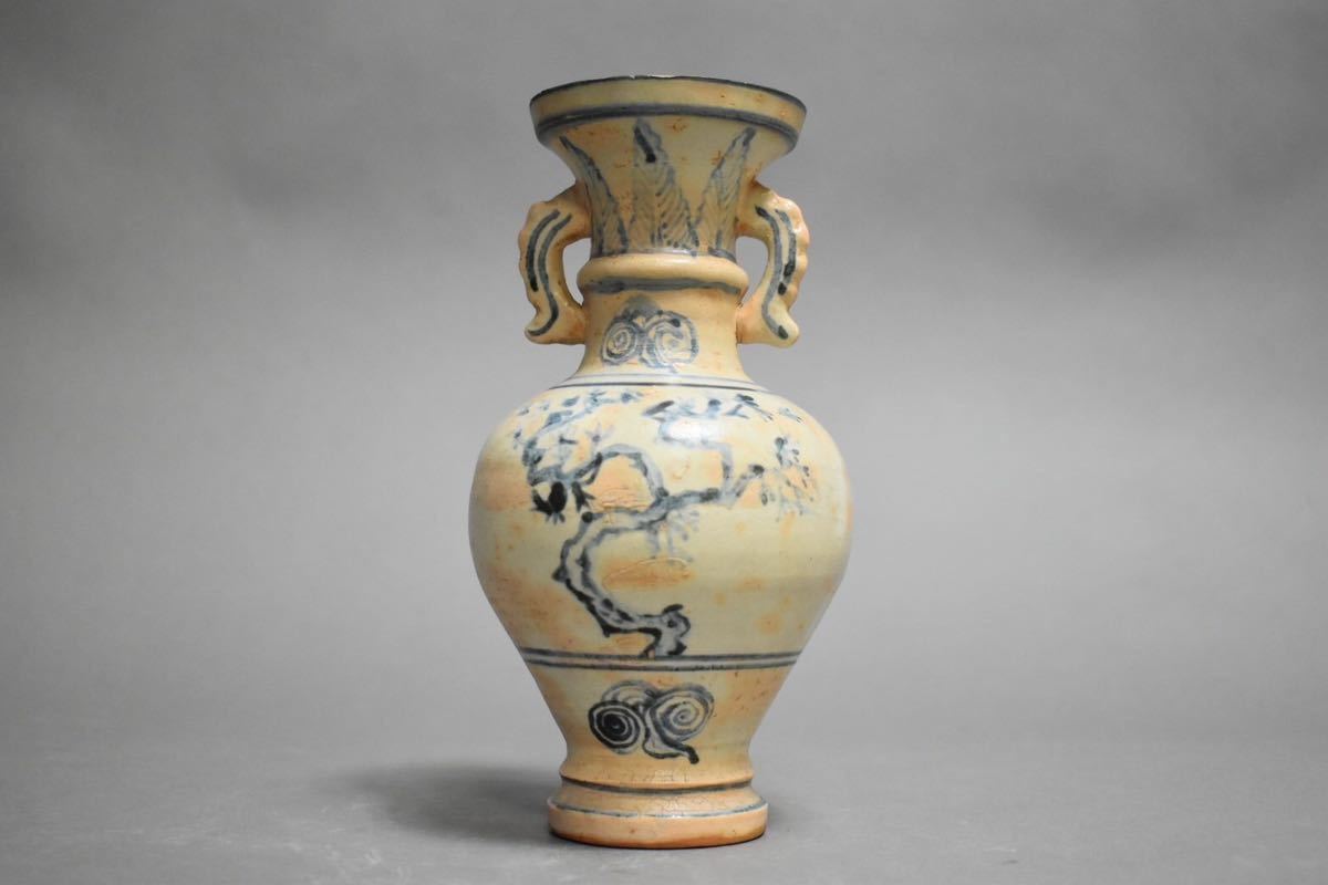 【英】1293 明初 耳付花瓶 中国美術 朝鮮 花生 花器 骨董品 美術品 古美術 時代品 古玩_画像4