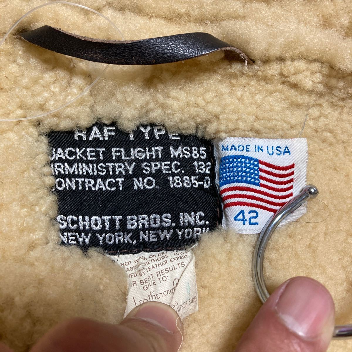 【希少】Schott ショット B-3 リアルムートン フライトジャケット ブラウン サイズ42 ヴィンテージメンズ USA製 シープスキン羊革 B-7 B-9