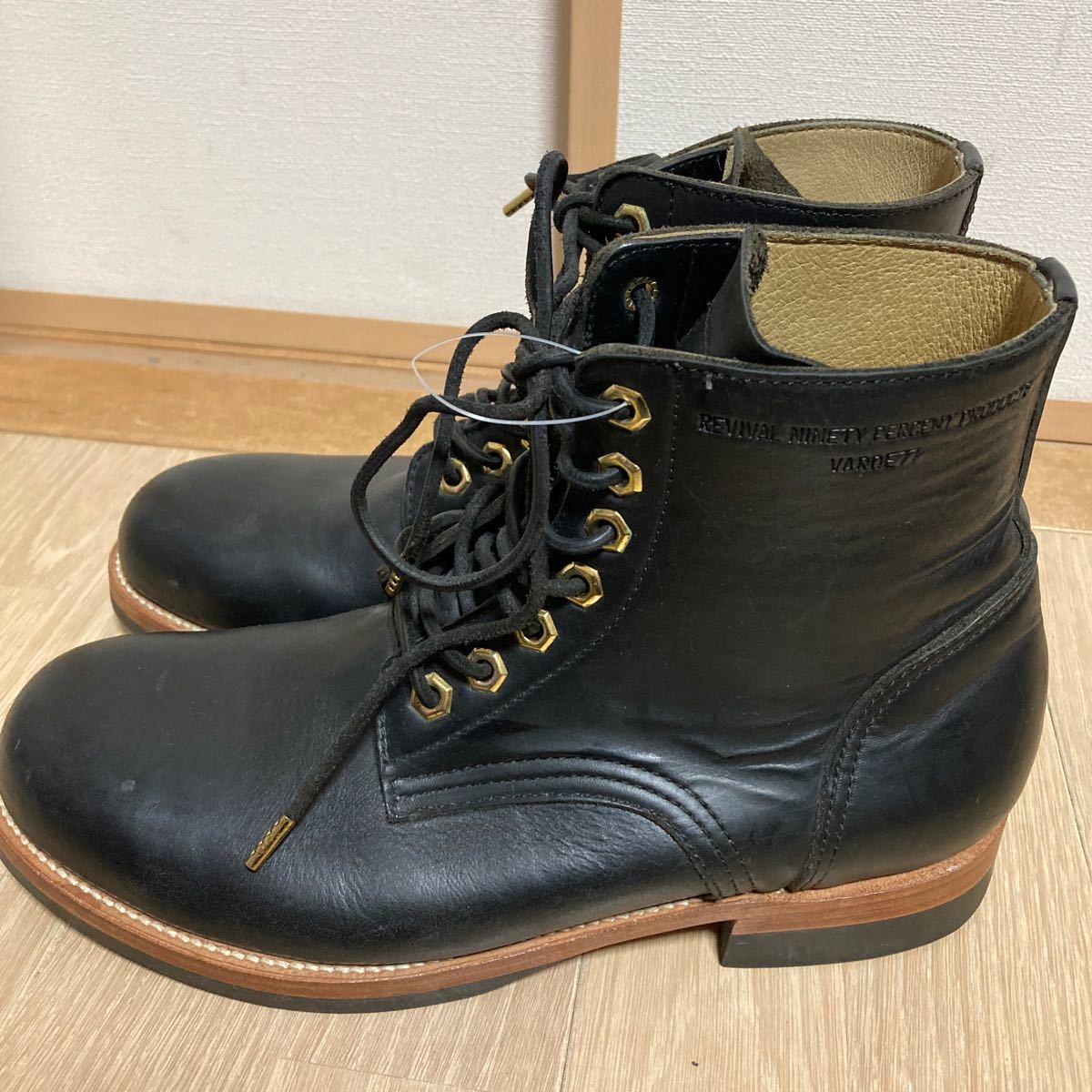 REVIVAL 90% PRODUCTS by Varde77 バルデセブンティーセブン U.S. OIL LEATHER WORK BOOTS BLACK サイズ8_画像2