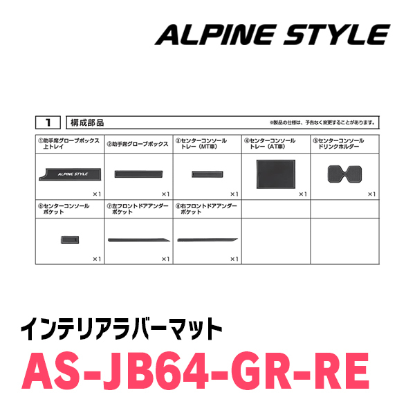 ジムニーシエラ(JB74W・H30/7～現在)専用　ALPINE STYLE / AS-JB64-GR-RE　インテリアラバーマット(ブラック×レッド)_画像7