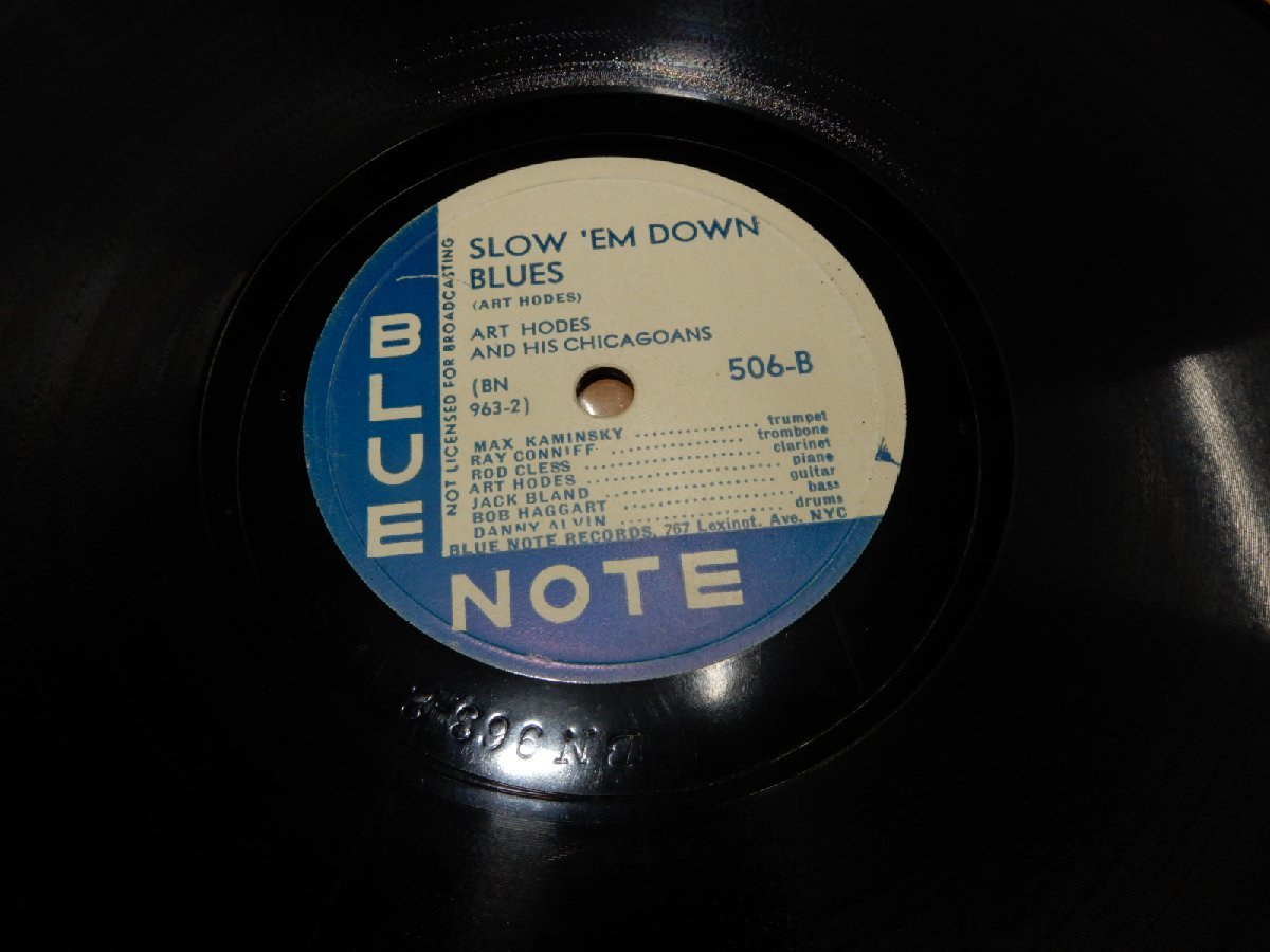 SP78☆人気のBLUE NOTE☆506-A:SHE'S CRYING FOR ME☆506-B:SLOW'EM DOWN BLUES☆ART HODES&HIS CHICAGOANS☆767 Lexingt.Ave.NYC☆管2:137_画像3
