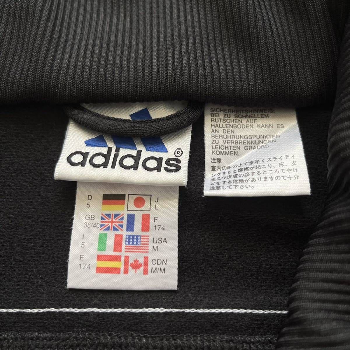 90s adidas(アディダス) サッカーチームロゴ トラックジャケット M ブラック 万国旗タグ パフォーマンスロゴ スイスリーグ ジャージの画像10