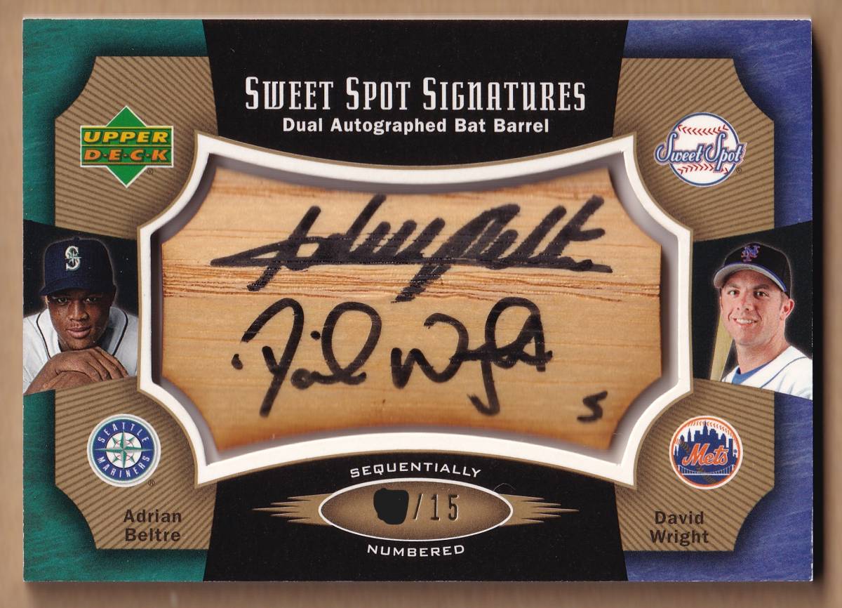 【１５枚限定】A・ベルトレ & D・ライト 2005 UPPER DECK SWEET SPOT DUAL AUTO / 直筆サインカード【ADRIAN BELTRE & DAVID WRIGHT】_画像1