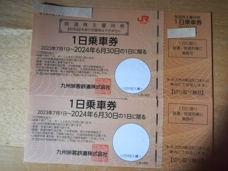 送料無料　　九州旅客鉄道 JR九州 株主優待券　 1日乗車券×２枚 　500円優待券×10枚　国際航路×２枚　_画像2