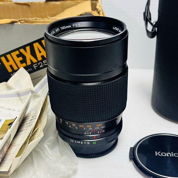 KONICA HEXANON AR 135ｍｍ F2.5 コニカ 単焦点 カメラレンズ 箱説ケース付 中古 良品_画像3