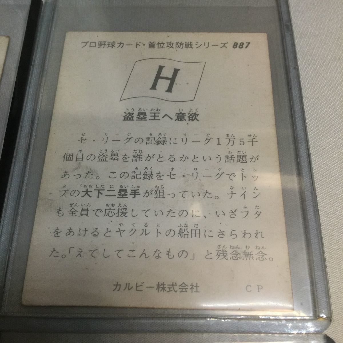 カルビー/プロ野球カード/首位攻防戦シリーズ4種/広島地方限定/1975年/No 877・887・888・891/山本浩二/大下剛/山本一義/レアカード/_画像7