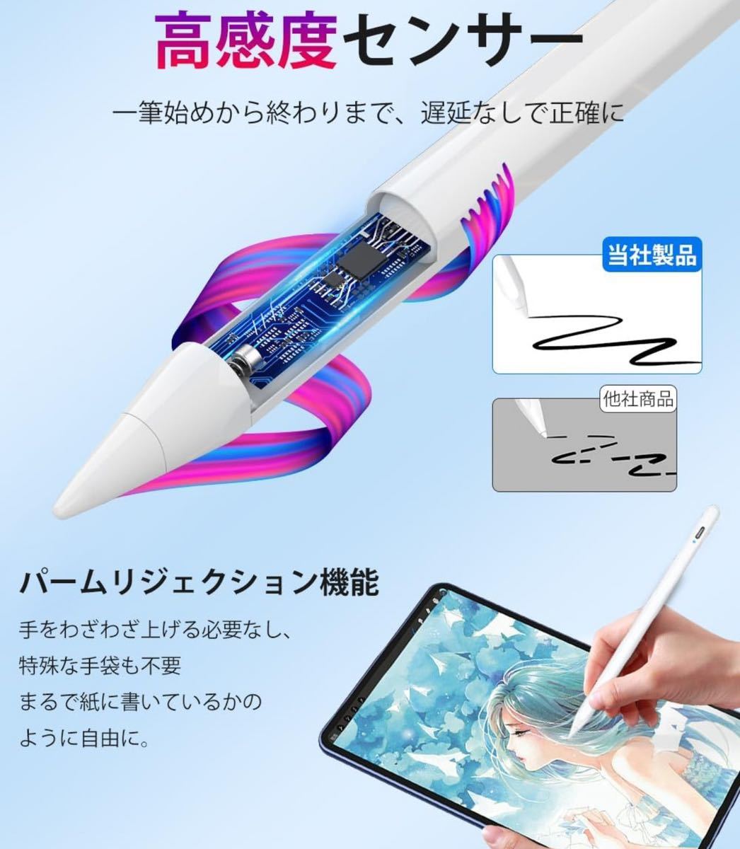 【2023進化 全デバイス対応】 タッチペン スマホ用 スタイラスペン ipadアンドロイド対応 磁気吸着 誤作動防止 Type-C急速充電 _画像4