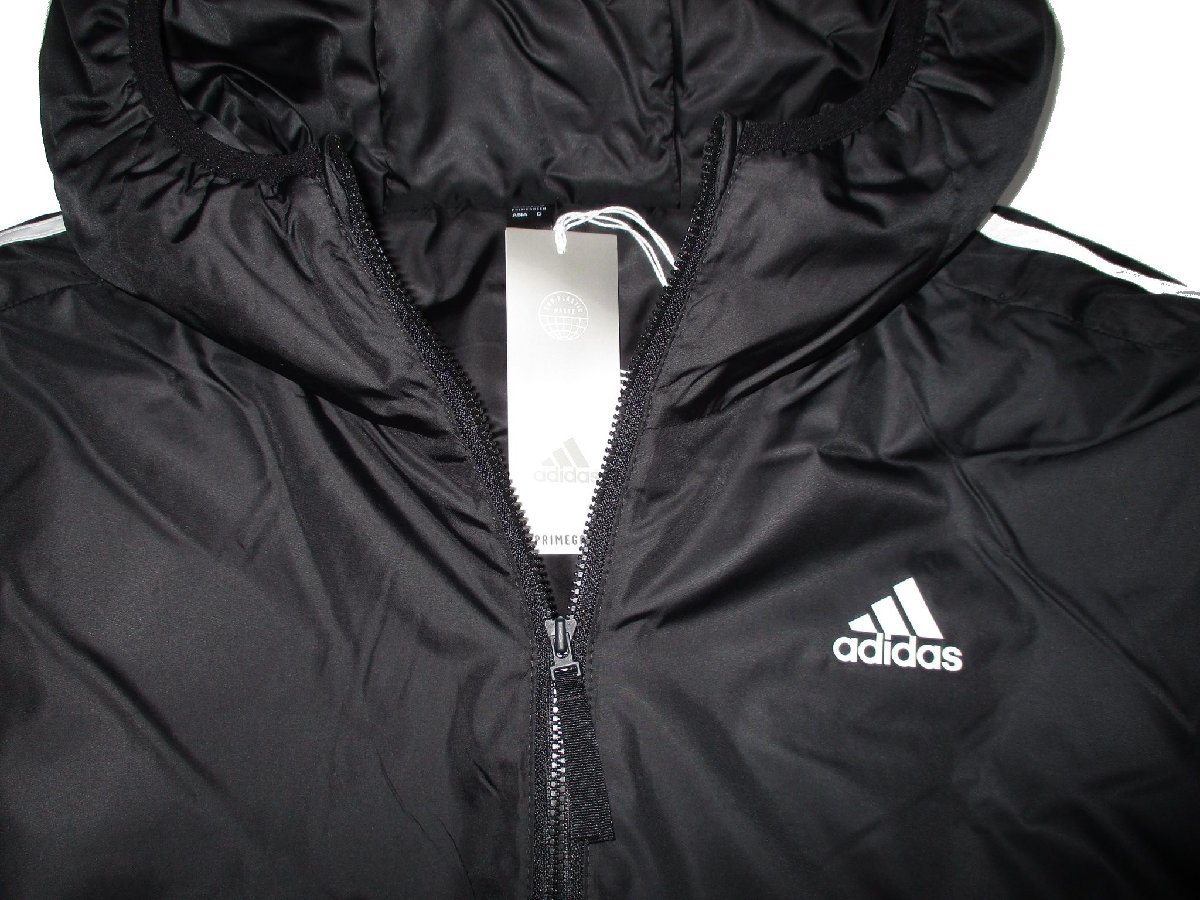 新品 冬物 XO BIGサイズ 2XL ▼ アディダス adidas ▼ フード付き ダウン調 中綿入り ブルゾン ジャケット 黒 ブラック メンズ 3L_画像2