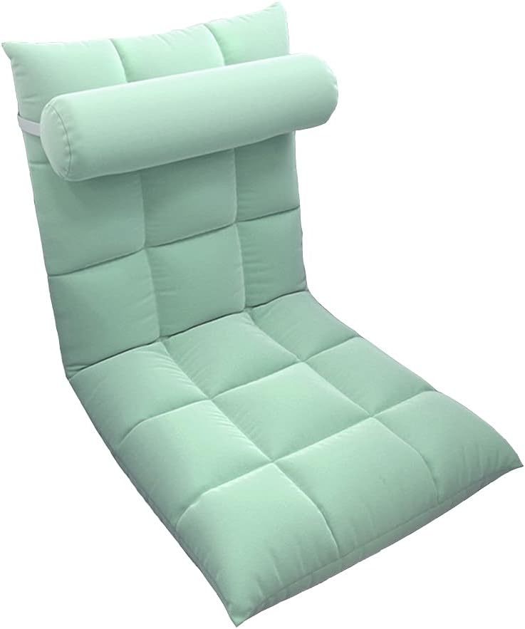 座椅子 ５段階 グリーン おしゃれ リクライニング 枕付き コンパクト テレワーク ローソファー チェア 座いす チェアー 1人掛け 一人用_画像1