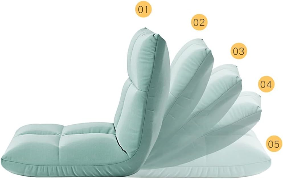 座椅子 ５段階 グリーン おしゃれ リクライニング 枕付き コンパクト テレワーク ローソファー チェア 座いす チェアー 1人掛け 一人用_画像3