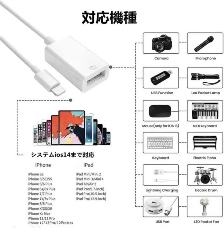 iPhone usb 変換アダプタ カメラアダプタ OTGケーブル データ転送